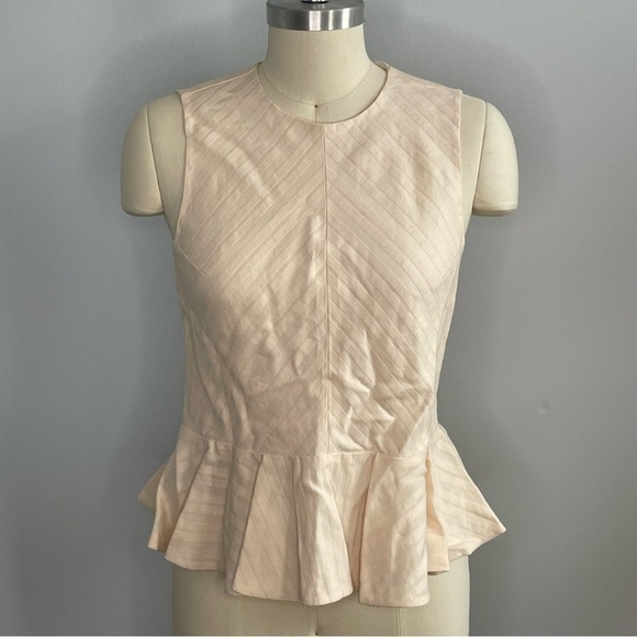 Rebecca Taylor Cream Textured Stripe Peplum Top- Size 2- NWT - Picture 3 of 10